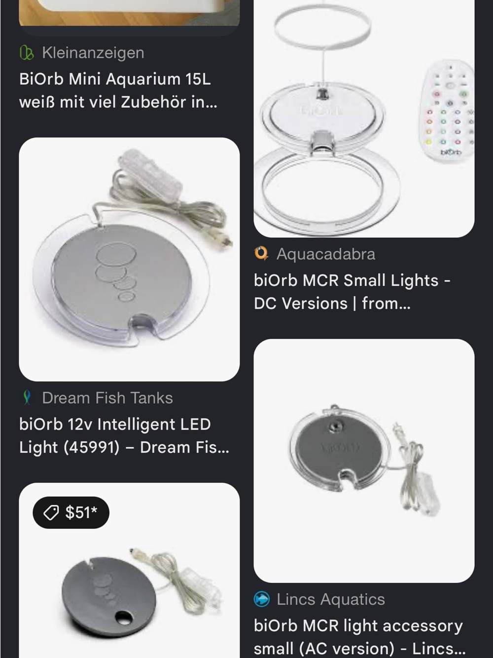 Silver LED Light Base for Aquarium Accessories